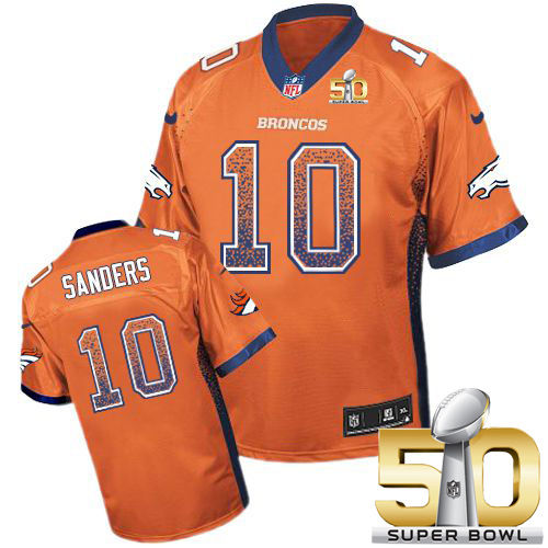Nike Denver Broncos 10 Emmanuel Sanders Orange Team Color Super Bowl 50 NFL Elite Drift Fashion Jersey