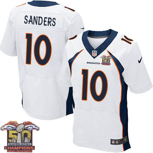 Nike Denver Broncos 10 Emmanuel Sanders White NFL Road Super Bowl 50 Champions Elite Jersey