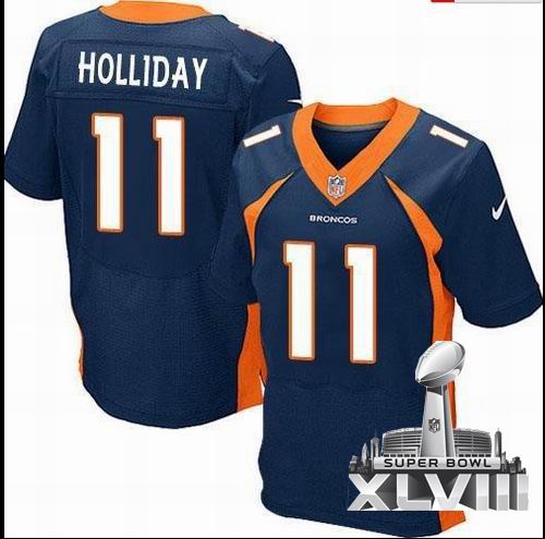 Nike Denver Broncos 11# Trindon Holliday blue Elite 2014 Super bowl XLVIII(GYM) Jersey