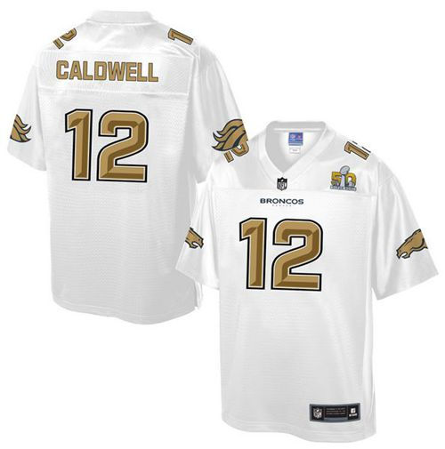 Nike Denver Broncos 12 Andre Caldwell White NFL Pro Line Super Bowl 50 Fashion Game Jersey