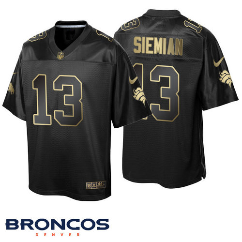 Nike Denver Broncos 13 Trevor Siemian Elite Black Pro Line Gold Collection NFL Jersey