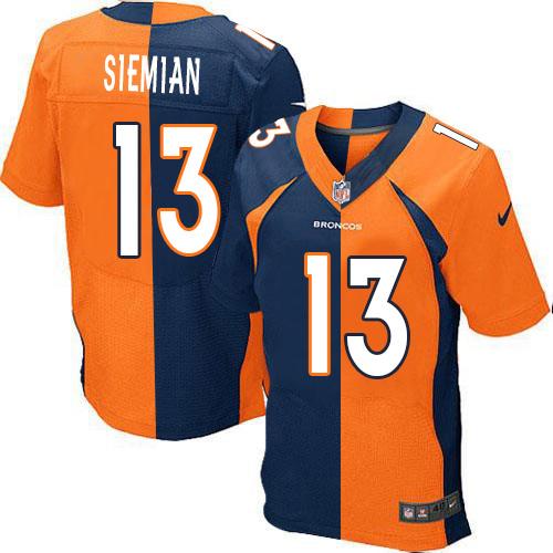 Nike Denver Broncos 13 Trevor Siemian Orange Navy Blue NFL Elite Split Jersey