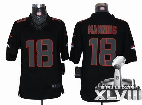 Nike Denver Broncos 18# Peyton Manning Black Impact Limited 2014 Super bowl XLVIII(GYM) Jersey