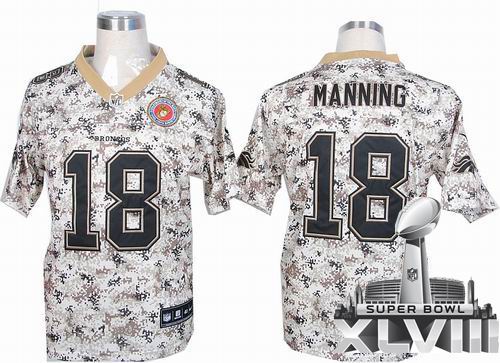 Nike Denver Broncos 18# Peyton Manning Camo US.Mccuu Elite 2014 Super bowl XLVIII(GYM) Jersey