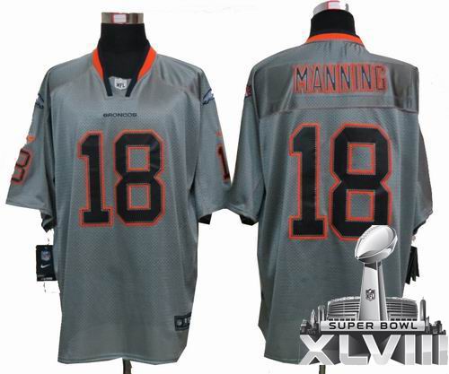 Nike Denver Broncos 18# Peyton Manning Lights Out grey elite 2014 Super bowl XLVIII(GYM) Jersey
