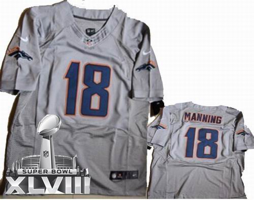 Nike Denver Broncos 18# Peyton Manning grey Elite 2014 Super bowl XLVIII(GYM) Jersey
