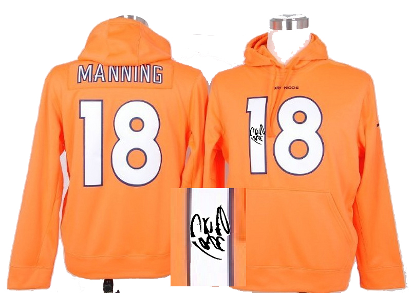 Nike Denver Broncos 18# Peyton Manning orange signature hoody