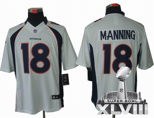 Nike Denver Broncos 18# Peyton Manning white Limited 2014 Super bowl XLVIII(GYM) Jersey