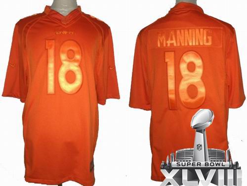 Nike Denver Broncos 18 Peyton Manning Drenched Limited Orange 2014 Super bowl XLVIII(GYM) Jersey