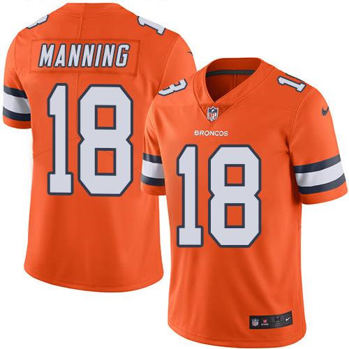 Nike Denver Broncos 18 Peyton Manning Orange NFL Limited Color Rush Jersey