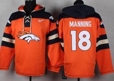 Nike Denver Broncos 18 Peyton Manning Orange Player Pullover NFL Hoodie