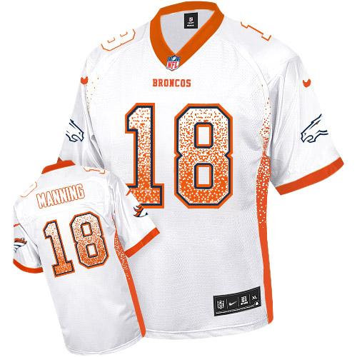 Nike Denver Broncos 18 Peyton Manning White NFL Elite Drift Fashion Jersey