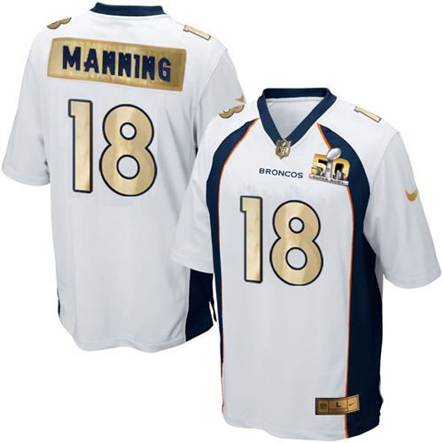 Nike Denver Broncos 18 Peyton Manning White NFL Game Super Bowl 50 Collection Jersey