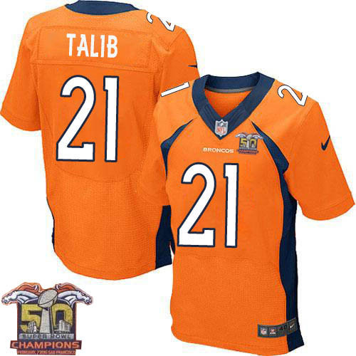 Nike Denver Broncos 21 Aqib Talib Orange NFL Home Super Bowl 50 Champions Elite Jersey