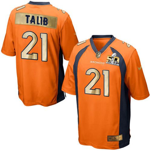 Nike Denver Broncos 21 Aqib Talib Orange Team Color NFL Game Super Bowl 50 Collection Jersey
