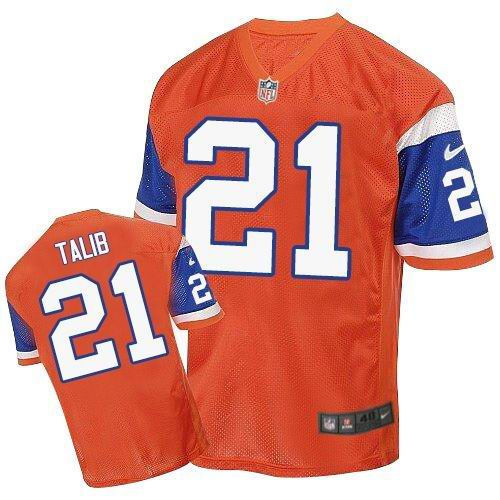 Nike Denver Broncos 21 Aqib Talib Orange Throwback NFL Elite Jersey