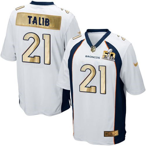 Nike Denver Broncos 21 Aqib Talib White NFL Game Super Bowl 50 Collection Jersey