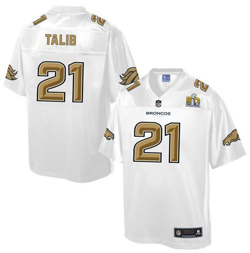 Nike Denver Broncos 21 Aqib Talib White NFL Pro Line Super Bowl 50 Fashion Game Jersey