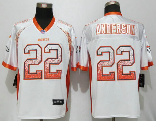 Nike Denver Broncos 22 Anderson Drift Fashion White Elite Jersey