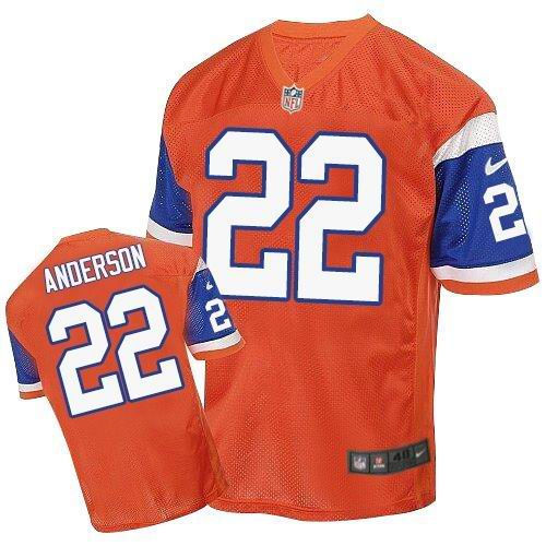 Nike Denver Broncos 22 C.J. Anderson Orange Throwback NFL Elite Jersey