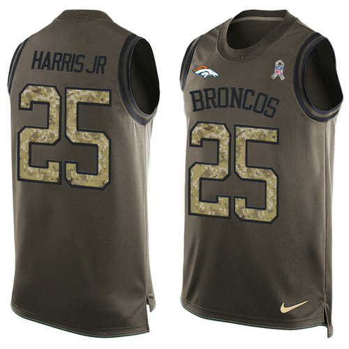 Nike Denver Broncos 25 Chris Harris Jr Green NFL Limited Salute To Service Tank Top Jersey