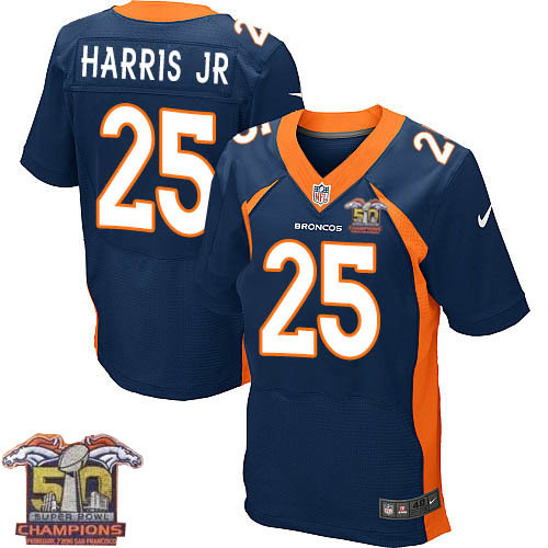 Nike Denver Broncos 25 Chris Harris Jr Navy Blue NFL Alternate Super Bowl 50 Champions Elite Jersey