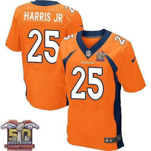 Nike Denver Broncos 25 Chris Harris Jr Orange NFL Home Super Bowl 50 Champions Elite Jersey