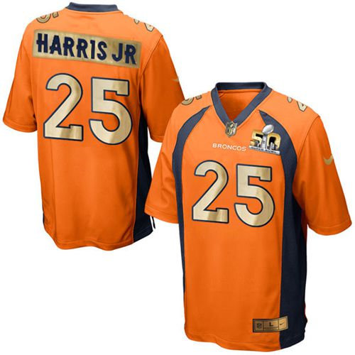 Nike Denver Broncos 25 Chris Harris Jr Orange Team Color NFL Game Super Bowl 50 Collection Jersey
