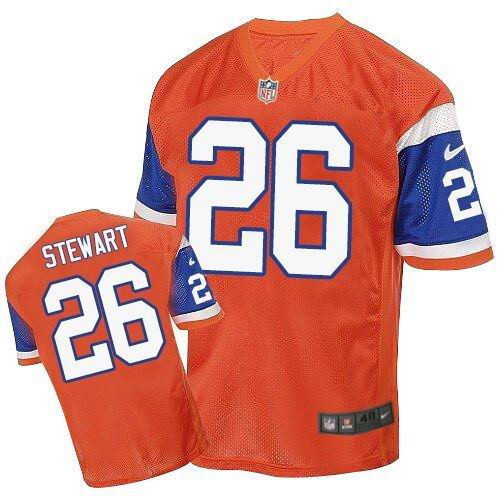 Nike Denver Broncos 26 Darian Stewart Orange Throwback NFL Elite Jersey