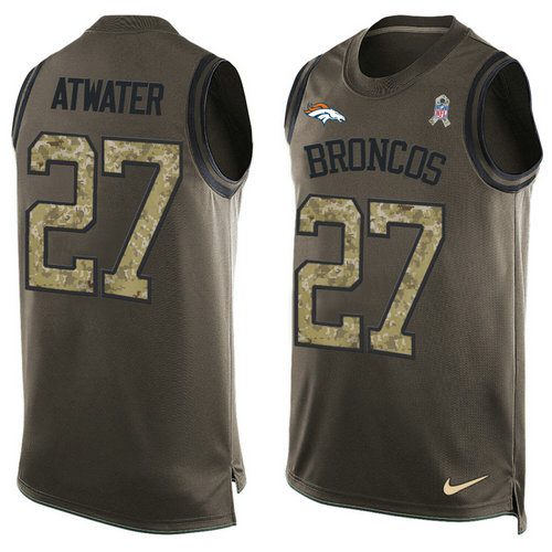 Nike Denver Broncos 27 Steve Atwater Green NFL Limited Salute To Service Tank Top Jersey