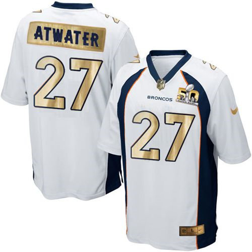 Nike Denver Broncos 27 Steve Atwater White NFL Game Super Bowl 50 Collection Jersey