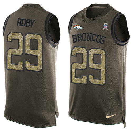 Nike Denver Broncos 29 Bradley Roby Green NFL Limited Salute To Service Tank Top Jersey