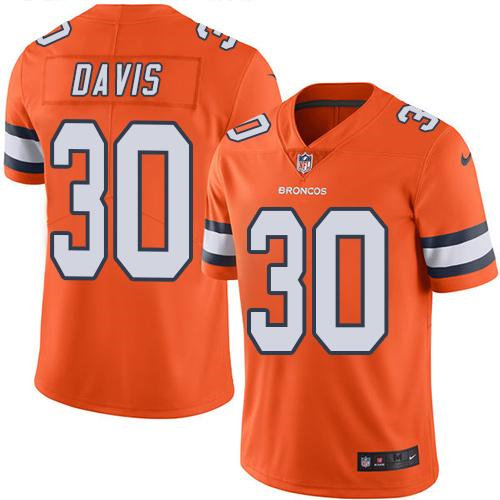 Nike Denver Broncos 30 Terrell Davis Orange NFL Limited Rush Jersey