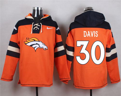 Nike Denver Broncos 30 Terrell Davis Orange Player Pullover NFL Hoodie