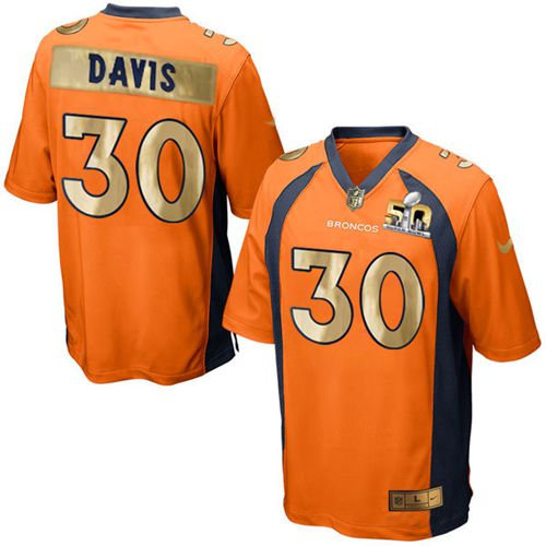 Nike Denver Broncos 30 Terrell Davis Orange Team Color NFL Game Super Bowl 50 Collection Jersey