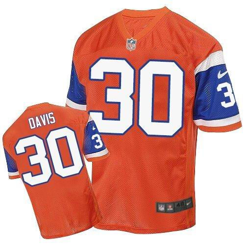 Nike Denver Broncos 30 Terrell Davis Orange Throwback NFL Elite Jersey