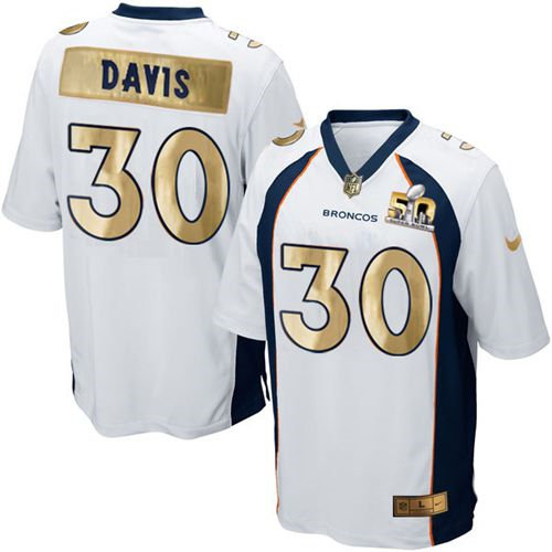 Nike Denver Broncos 30 Terrell Davis White NFL Game Super Bowl 50 Collection Jersey