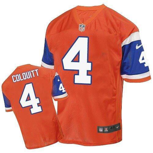 Nike Denver Broncos 4 Britton Colquitt Orange Throwback NFL Elite Jersey