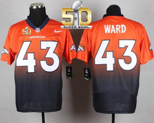 Nike Denver Broncos 43 T.J. Ward Orange Navy Blue Super Bowl 50 NFL Elite Fadeaway Fashion Jersey