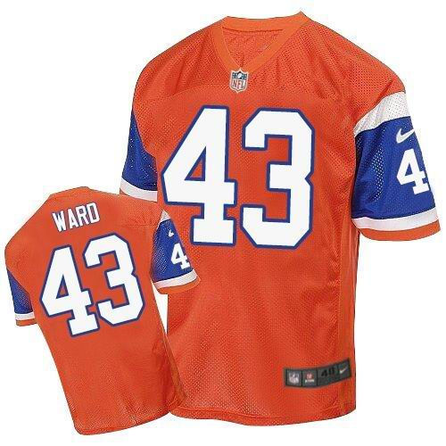 Nike Denver Broncos 43 T.J. Ward Orange Throwback NFL Elite Jersey