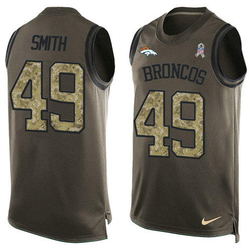 Nike Denver Broncos 49 Dennis Smith Green NFL Limited Salute To Service Tank Top Jersey
