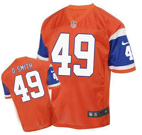 Nike Denver Broncos 49 Dennis Smith Orange NFL Elite Throwback Jersey