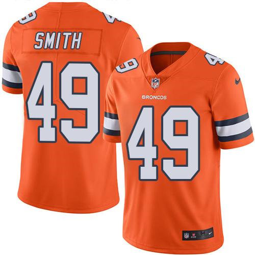 Nike Denver Broncos 49 Dennis Smith Orange NFL Limited Rush Jersey