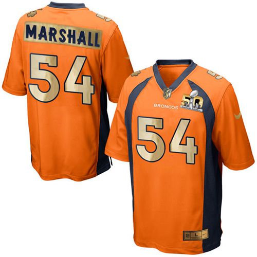 Nike Denver Broncos 54 Brandon Marshall Orange Team Color NFL Game Super Bowl 50 Collection Jersey