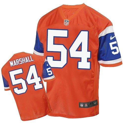 Nike Denver Broncos 54 Brandon Marshall Orange Throwback NFL Elite Jersey