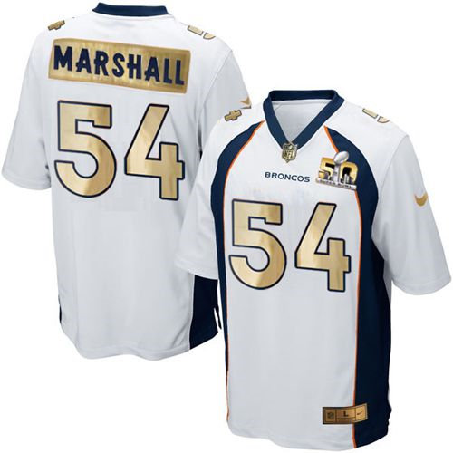 Nike Denver Broncos 54 Brandon Marshall White NFL Game Super Bowl 50 Collection Jersey