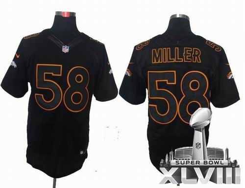 Nike Denver Broncos 58# Von Miller Lights Out Black elite 2014 Super bowl XLVIII(GYM) Jersey