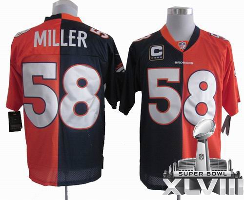 Nike Denver Broncos 58# Von Miller blue orange elite split 2014 Super bowl XLVIII(GYM) Jersey
