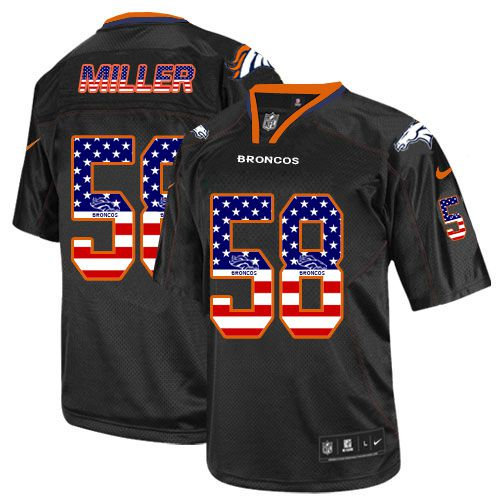 Nike Denver Broncos 58 Von Miller Black NFL Elite USA Flag Fashion Jersey