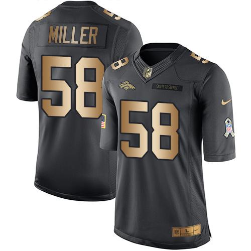 Nike Denver Broncos 58 Von Miller Black NFL Limited Gold Salute To Service Jersey